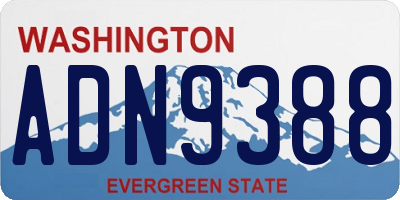 WA license plate ADN9388