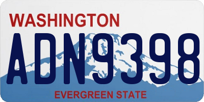 WA license plate ADN9398