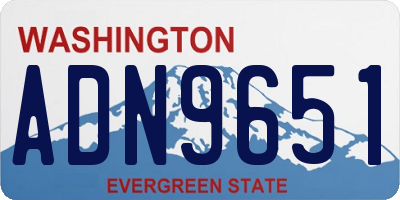 WA license plate ADN9651