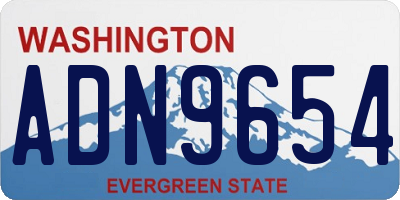 WA license plate ADN9654