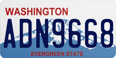 WA license plate ADN9668