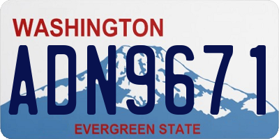 WA license plate ADN9671