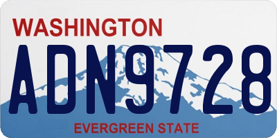 WA license plate ADN9728