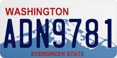 WA license plate ADN9781