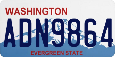 WA license plate ADN9864
