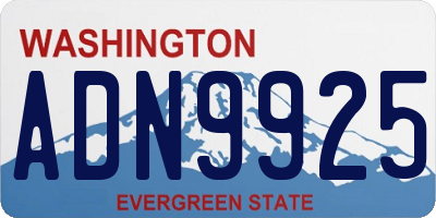 WA license plate ADN9925