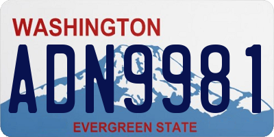 WA license plate ADN9981