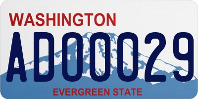 WA license plate ADO0029
