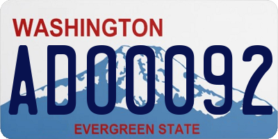 WA license plate ADO0092