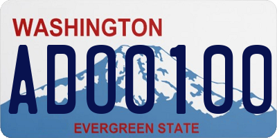 WA license plate ADO0100