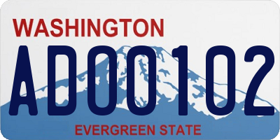 WA license plate ADO0102