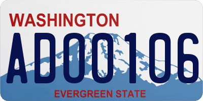 WA license plate ADO0106