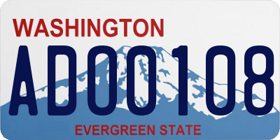 WA license plate ADO0108