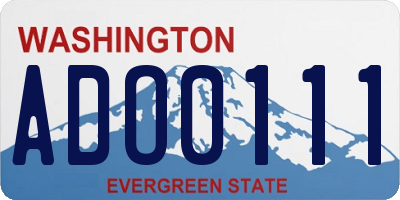WA license plate ADO0111