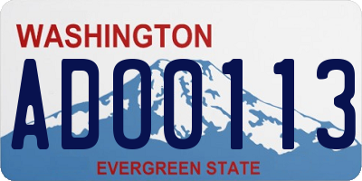 WA license plate ADO0113