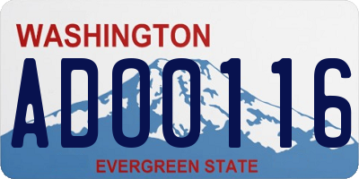 WA license plate ADO0116