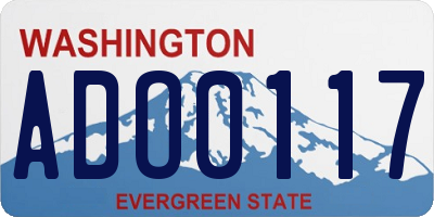 WA license plate ADO0117