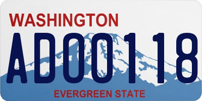 WA license plate ADO0118