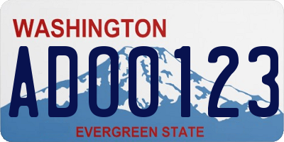 WA license plate ADO0123
