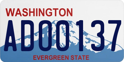 WA license plate ADO0137