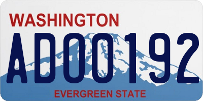 WA license plate ADO0192