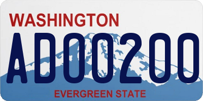 WA license plate ADO0200