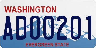 WA license plate ADO0201