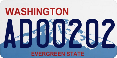 WA license plate ADO0202