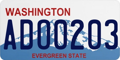 WA license plate ADO0203