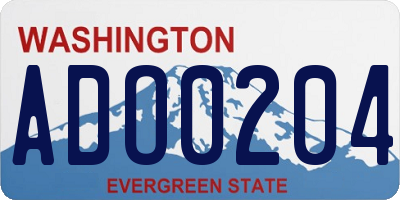 WA license plate ADO0204