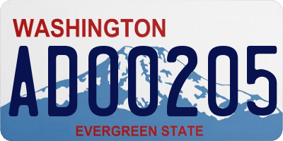 WA license plate ADO0205