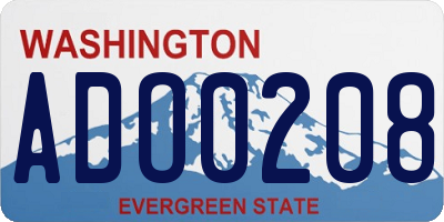 WA license plate ADO0208