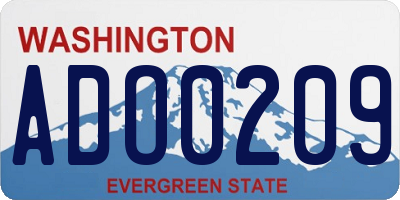 WA license plate ADO0209