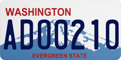 WA license plate ADO0210