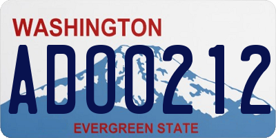 WA license plate ADO0212