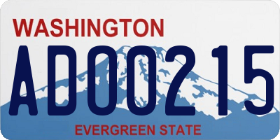 WA license plate ADO0215