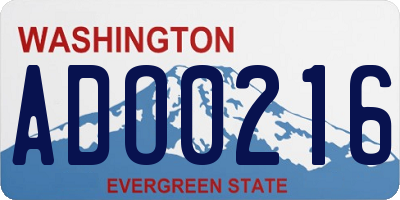 WA license plate ADO0216