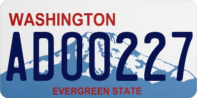 WA license plate ADO0227