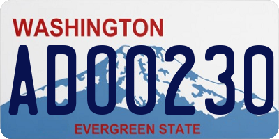WA license plate ADO0230