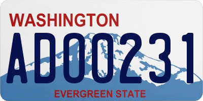 WA license plate ADO0231