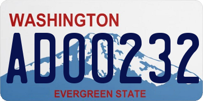 WA license plate ADO0232