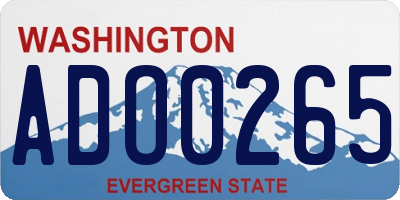 WA license plate ADO0265