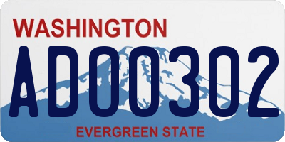 WA license plate ADO0302
