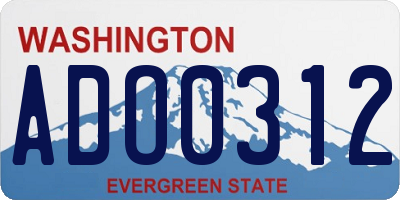 WA license plate ADO0312