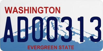 WA license plate ADO0313