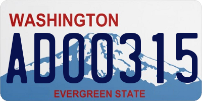 WA license plate ADO0315