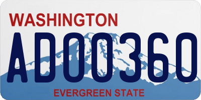 WA license plate ADO0360