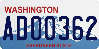 WA license plate ADO0362