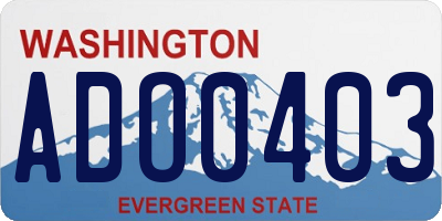 WA license plate ADO0403