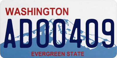 WA license plate ADO0409